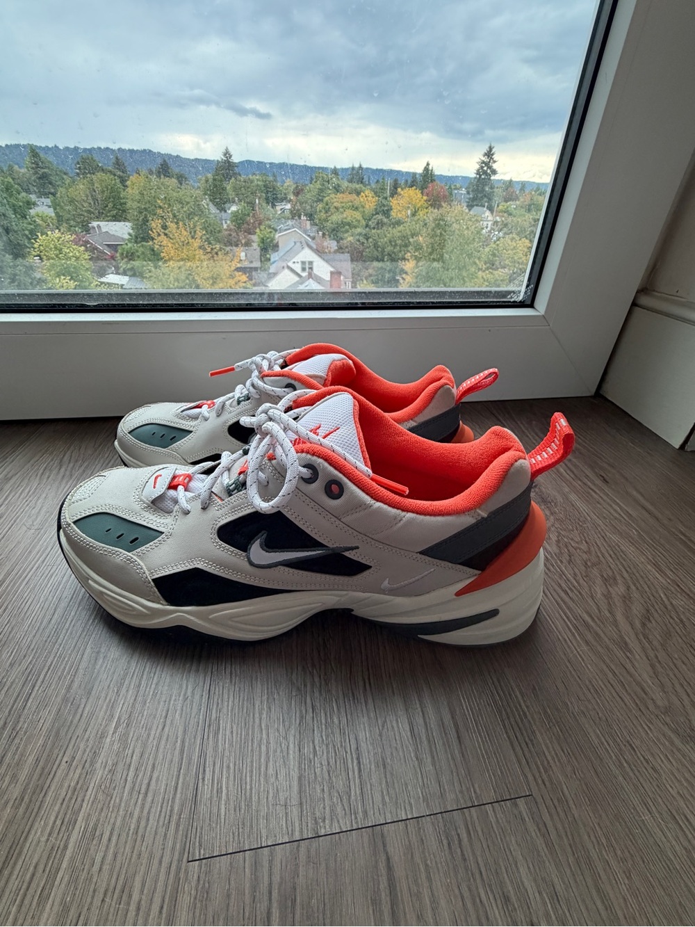 Nike Air Monarch IV - White, Light Grey, Olive Green, Black, Orange